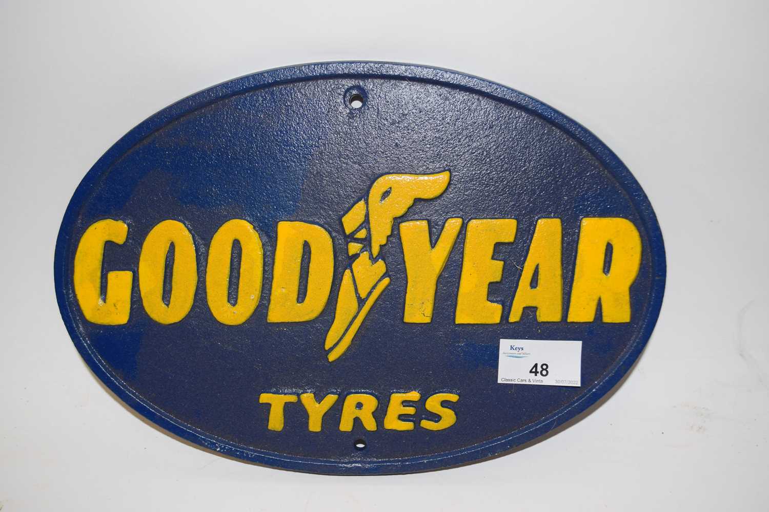 Oval cast iron plaque 'Goodyear Tyres'