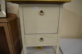 SMALL PAINTED BEDSIDE CABINET WITH DROP DOWN FRONT