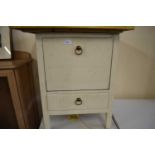 SMALL PAINTED BEDSIDE CABINET WITH DROP DOWN FRONT