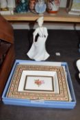 COALPORT LADIES OF FASHION FIGURINE 'LORRAINE', TOGETHER WITH A WEDGWOOD 'CLEO' PATTERN DISH (2)