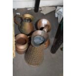 FOUR COPPER JUGS