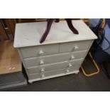 MODERN PAINTED PINE FIVE DRAWER CHEST, 84CM WIDE