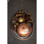 OVAL SERVING TRAY PLUS VARIOUS COPPER WARES