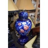 LARGE BLUE PEKING PATTERN COVERED VASE