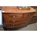 19TH CENTURY MAHOGANY BOW FRONT FIVE DRAWER CHEST, 105CM WIDE