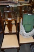 SET OF SIX CABRIOLE LEGGED DINING CHAIRS TO INCLUDE TWO CARVERS