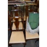 SET OF SIX CABRIOLE LEGGED DINING CHAIRS TO INCLUDE TWO CARVERS