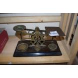 VINTAGE BRASS POSTAL SCALES WITH WEIGHTS