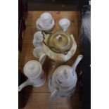 MIXED LOT OF CHINESE TEA WARES, BISCUIT BARREL ETC