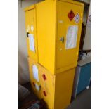 FOUR METAL STORAGE CABINETS FOR HAZARDOUS AND FLAMMABLE SUBSTANCES