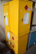 FOUR METAL STORAGE CABINETS FOR HAZARDOUS AND FLAMMABLE SUBSTANCES