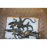 BOX OF MIXED BRASS MODEL LIZARDS AND OTHERS