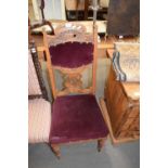 VICTORIAN OAK FRAMED SIDE CHAIR WITH CARVED DECORATION