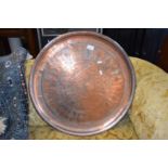 LARGE COPPER BENARES TYPE SERVING TRAY