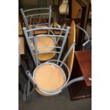 MODERN METAL FRAMED CIRCULAR TOPPED KITCHEN TABLE AND FOUR CHAIRS (5)