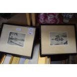 Japanese, Early 20th Century, A pair of island prints, one island, Tomonusai, inscribed in pencil in