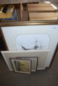 MIXED LOT OF FOUR COLOURED PRINTS TO INCLUDE HMS SPEEDWELL AND HMS THRUSH, VARIOUS SIZES, F/G (4)