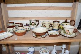 COLLECTION OF VARIOUS TORQUAY POTTERY WARES TO INCLUDE JUGS, BOWLS, TEA POT, CUPS ETC