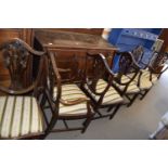 SET OF SIX REPRODUCTION SHIELD BACK DINING CHAIRS TO INCLUDE TWO CARVERS