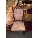 VICTORIAN SIDE CHAIR WITH BARLEY TWIST DECORATION AND CABRIOLE LEGS