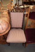 VICTORIAN SIDE CHAIR WITH BARLEY TWIST DECORATION AND CABRIOLE LEGS