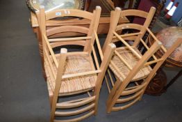 SET OF FOUR RUSH SEATED KITCHEN CHAIRS