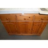 MODERN PINE THREE DOOR THREE DRAWER SIDEBOARD, 112CM WIDE