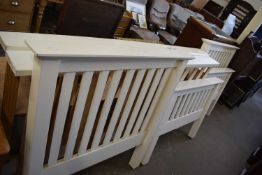PAIR OF MODERN WHITE PAINTED SINGLE BED FRAMES