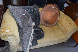LATE 19TH/EARLY 20TH CENTURY FLORAL UPHOLSTERED DROP END SOFA, 165CM WIDE
