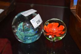 TWO MODERN PAPERWEIGHTS