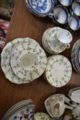 QUANTITY OF ROYAL CROWN DERBY GILT RIMMED TEA WARES DECORATED WITH FOLIAGE