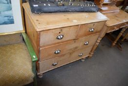 19TH CENTURY PINE FOUR DRAWER CHEST WITH LATER HANDLES, 90CM WIDE