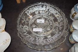 PRINCE AND PRINCESS OF WALES SILVER WEDDING PRESSED GLASS PLATE AND ONE OTHER