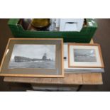 COLLECTION OF VARIOUS FRAMED BLACK AND WHITE PHOTOGRAPHS OF SHIPS TO INCLUDE HMS AENEAS AND OTHERS
