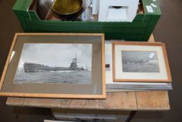 COLLECTION OF VARIOUS FRAMED BLACK AND WHITE PHOTOGRAPHS OF SHIPS TO INCLUDE HMS AENEAS AND OTHERS