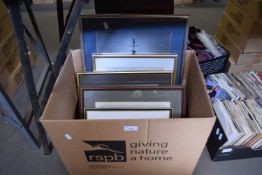 BOX CONTAINING VARIOUS FRAMED PHOTOGRAPHIC PRINTS OF NAVAL INTEREST AND OTHERS TO INCLUDE HMS