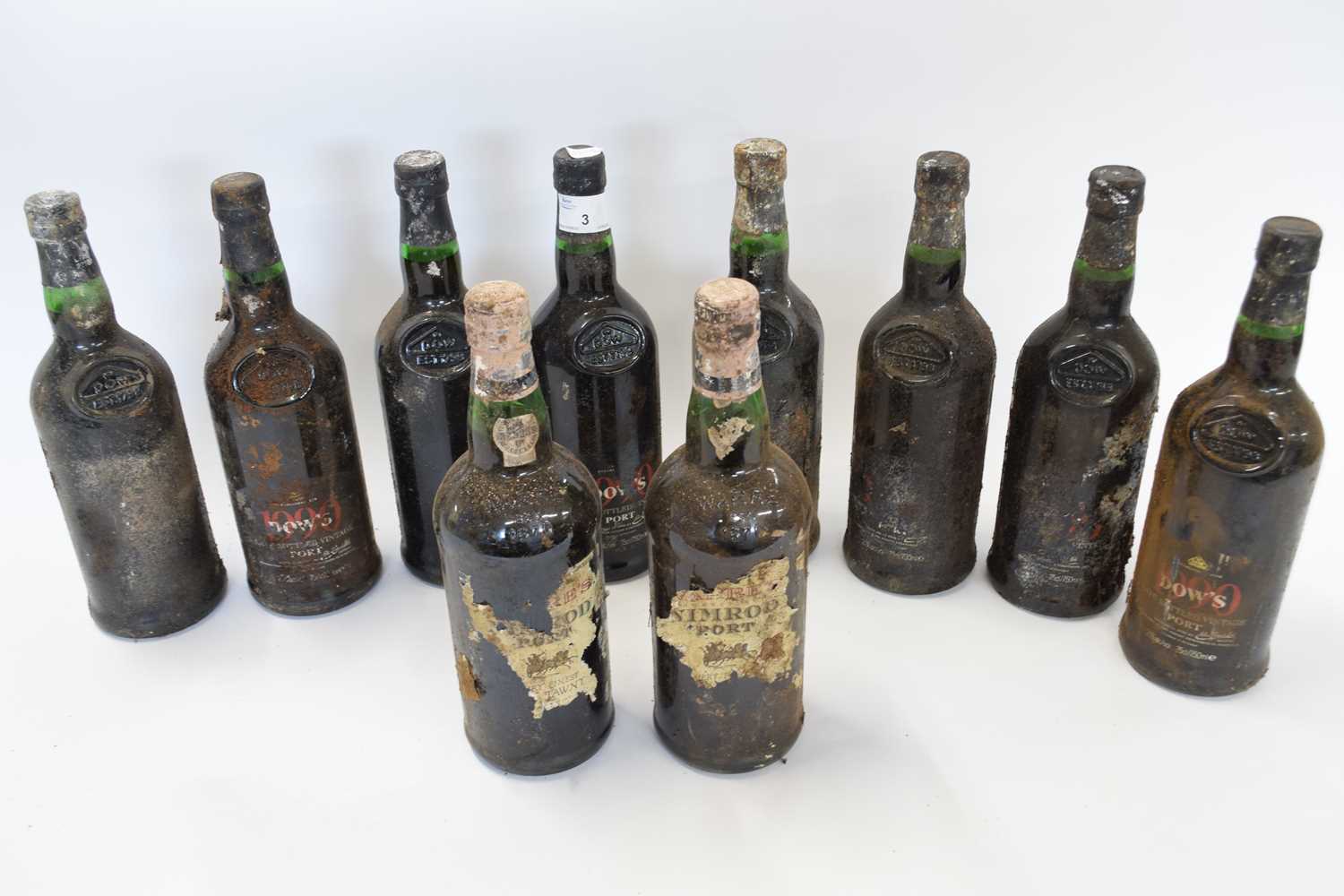 Mixed lot: Dow's 1990 LBV port 5bts, Warre's Nimrod tawnet port 2bts, Dow's Port - Unknown 3bts (