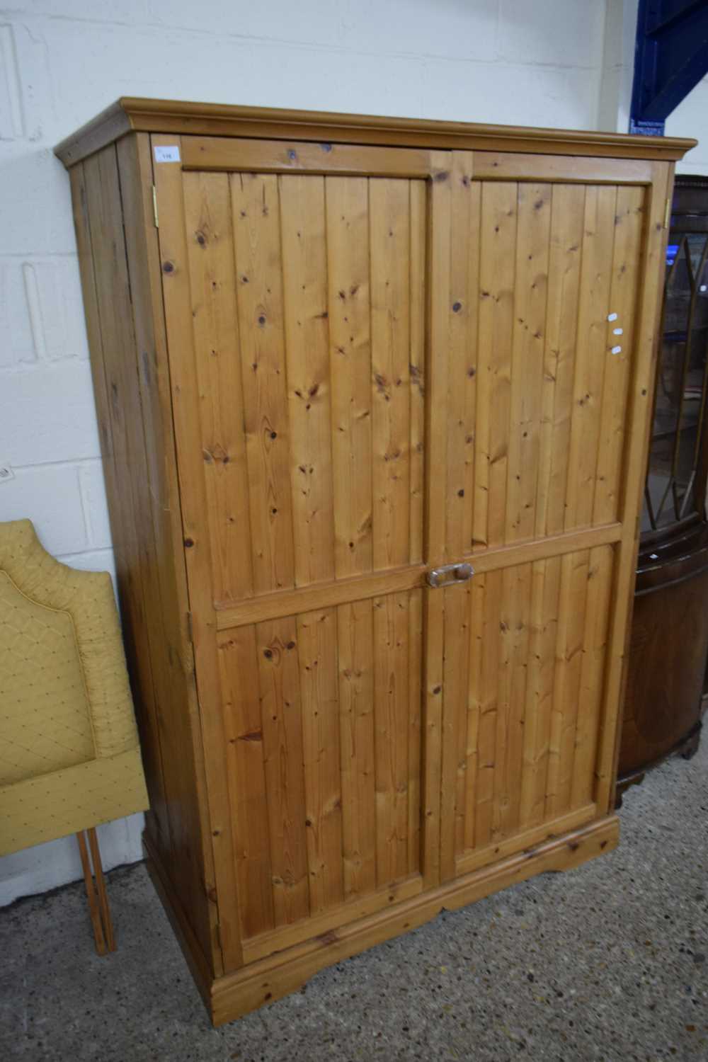 PINE DOUBLE DOOR WARDROBE, 117CM WIDE