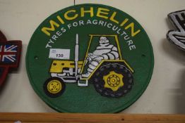 Circular cast iron wall plaque 'Michelin Tyres for Agriculture'