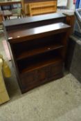 REPRODUCTION DARK OAK BOOKCASE CABINET WITH CUPBOARD BASE, 84CM WIDE