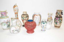 COLLECTION OF VARIOUS 19TH CENTURY AND LATER CHINESE AND JAPANESE VASES, SEVERAL WITH DAMAGE