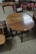 SMALL 18TH CENTURY AND LATER OAK GATELEG TABLE WITH OVAL TOP, 108CM WIDE