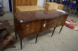 REPRODUCTION MAHOGANY SERPENTINE FRONT SIDEBOARD, 57CM WIDE