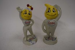 Pair of cast iron Esso advertising figures, Frau Trops and Herr Trops