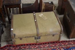 CANVAS COVERED AND WOODEN BOUND TRUNK, 75CM WIDE