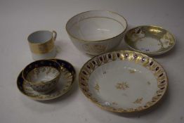 ENGLISH PORCELAIN TEA BOWL AND SAUCER PLUS FURTHER COFFEE CAN, SLOP BOWL ETC