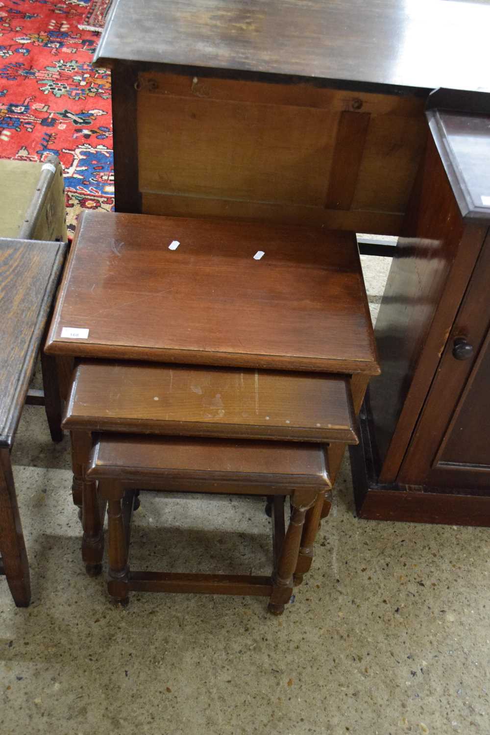 NEST OF THREE 20TH CENTURY TABLES, LARGEST 50CM WIDE