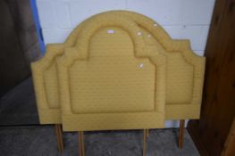 MODERN UPHOLSTERED ARCHED DOUBLE HEADBOARD AND SIMILARLY UPHOLSTERED SINGLE HEADBOARD (2)