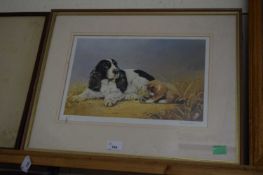 DAVID FEATHER, COLOURED PRINT, SPANIEL AND A KITTEN, SIGNED IN PENCIL