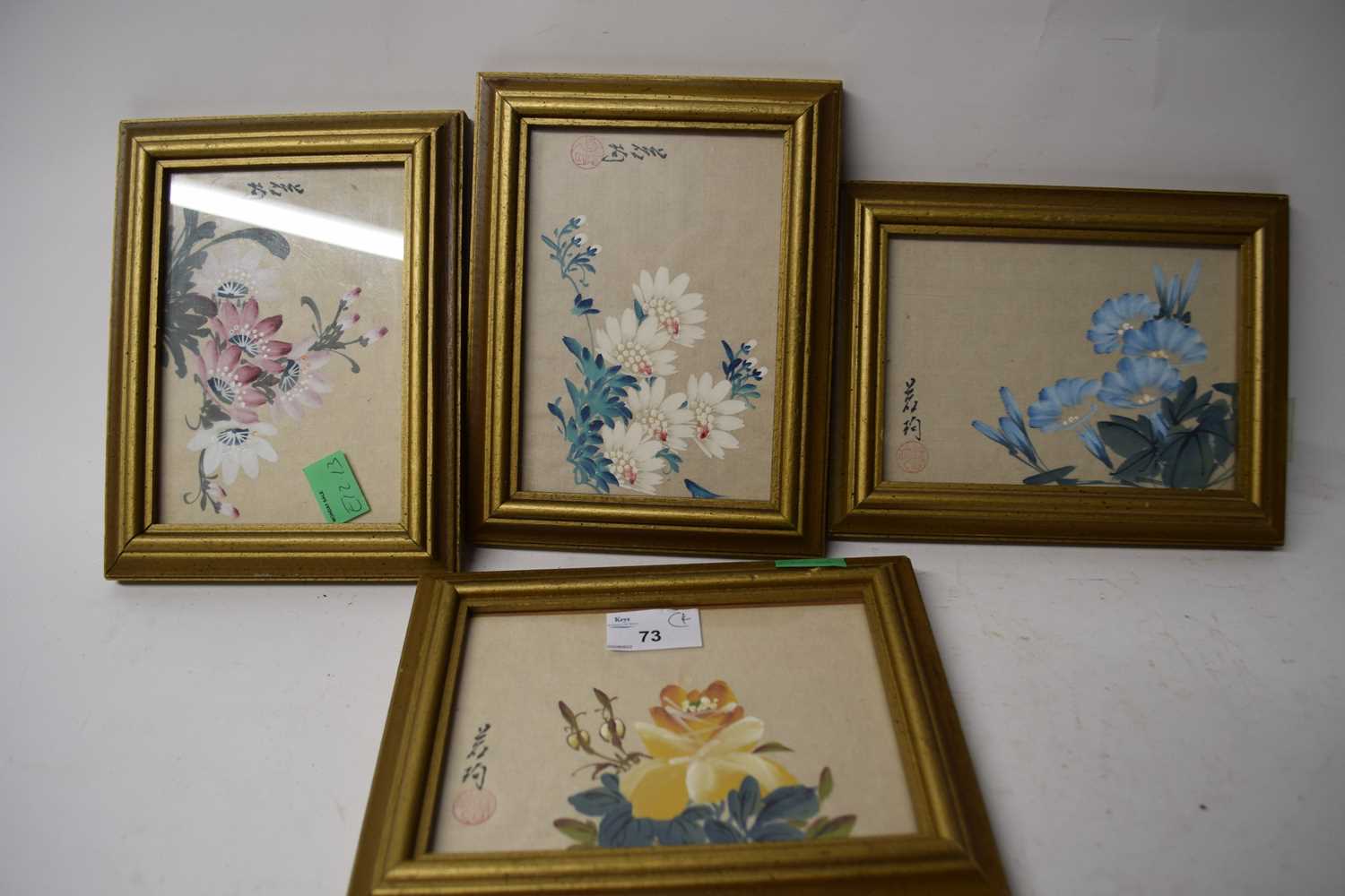 GROUP OF FOUR CHINESE FLORAL STUDIES, FRAMED, EACH APPROX 20CM WIDE - Image 2 of 2